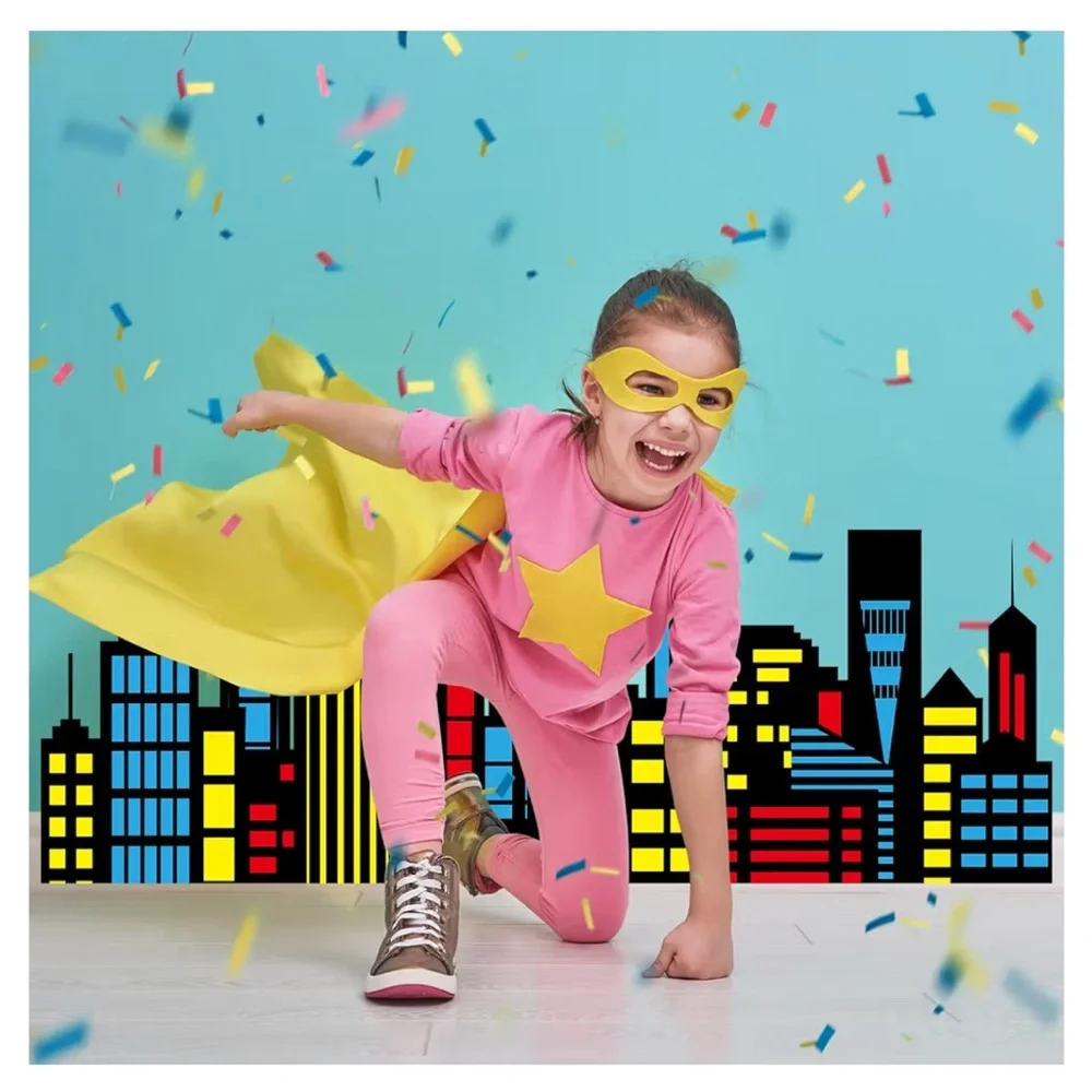 City Skyline # 2 Backdrop Hero Party,5 x 7,Decoration City